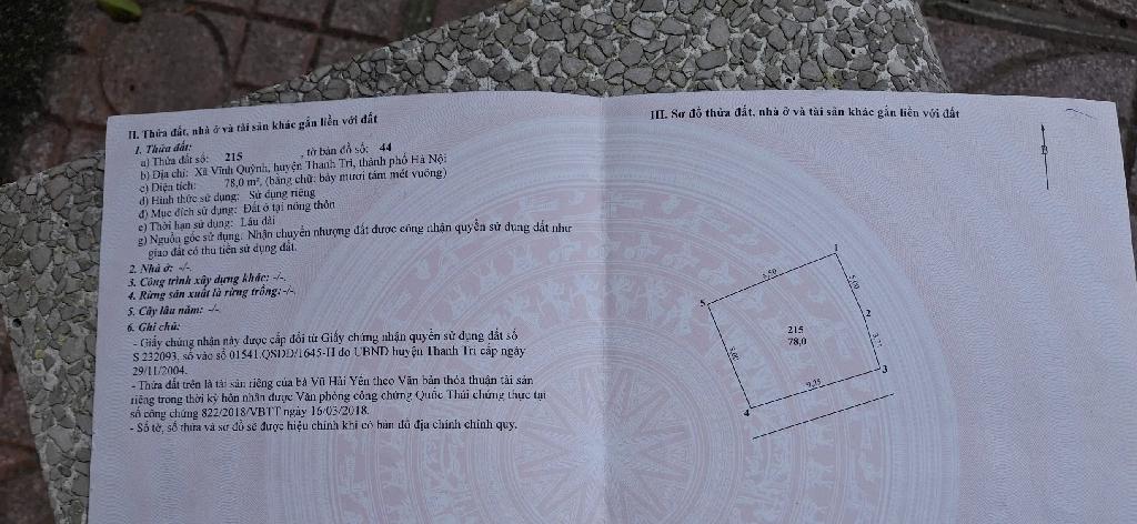 Nhà Vĩnh Ninh 78m2 Thanh Trì Giá Tốt